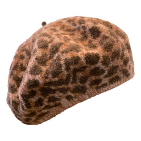 Antica Cappelleria Troncarelli Roma – Woolen beret cheetah by Kopka Taupe