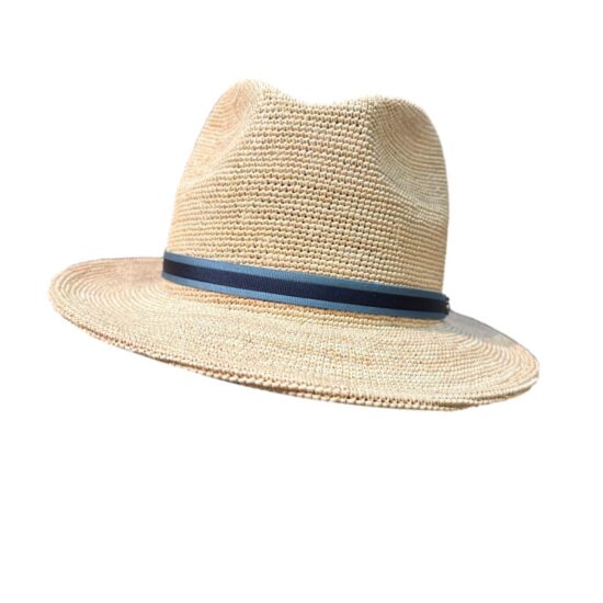 Cappelli Troncarelli Roma - Cappello Raffia Crochet Argentina by Borsalino-azzurro